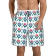thumbnail image 2 of Uemuo Tulips Flowers Pattern Men's Swim Trunks Hawaiian Beach Bathing Suit Swimsuits Beach Quick-Dry Shorts with Pockets-Medium, 2 of 9