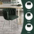 thumbnail image 6 of Modern Hand Weaving Dining Chairs Set of 2, Boucle Upholstered Vanity Chairs with Silver Legs, Side Chairs with Armrest, Accent Chair for Dining Room, and Cafe (Emerald, Set of 2), 6 of 14