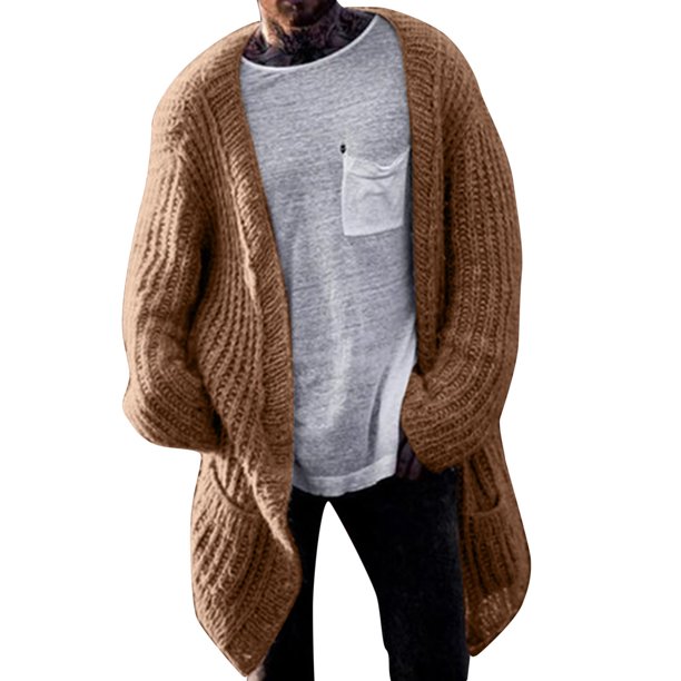 Gibobby Sueter hombre manga larga Suéteres de punto para hombre, estilo casual, de manga larga, botones(Marrón,M)