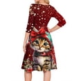 thumbnail image 4 of Women's Cocktail Dresses 3/4 Sleeve Vintage Wedding Guest Christmas Dress for Holiday Parties and Special Events,Red,XL, 4 of 5