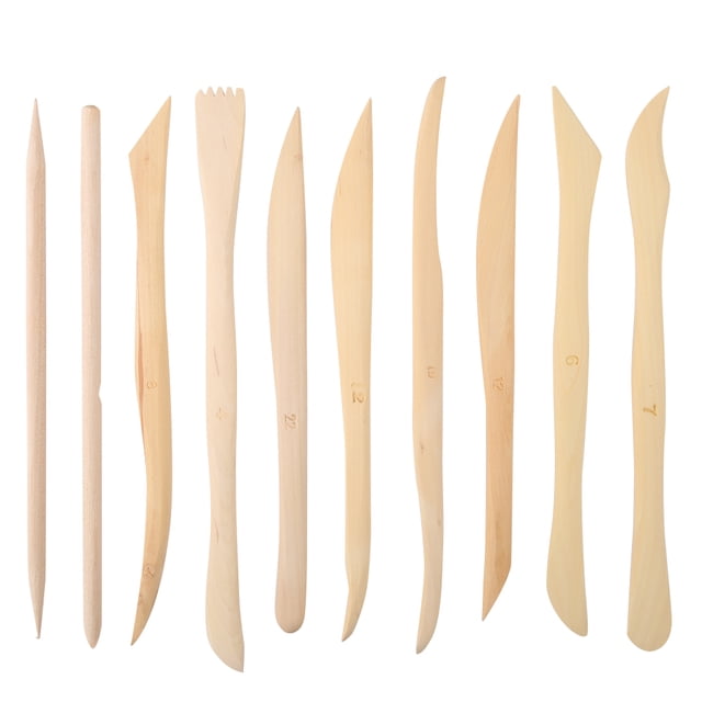 Juego de 10 herramientas de modelado y tallado de arcilla de madera, herramientas de escultura de cerámica para bricolaje