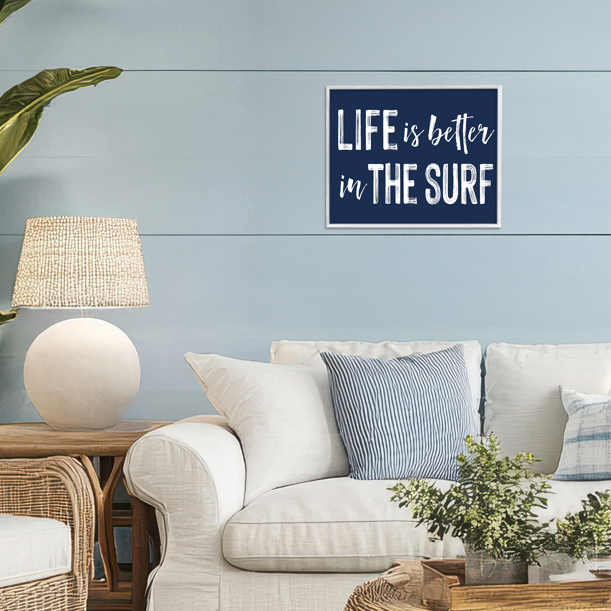 Life Better In Surf White Framed Giclee Art, design by Lettered and Lined