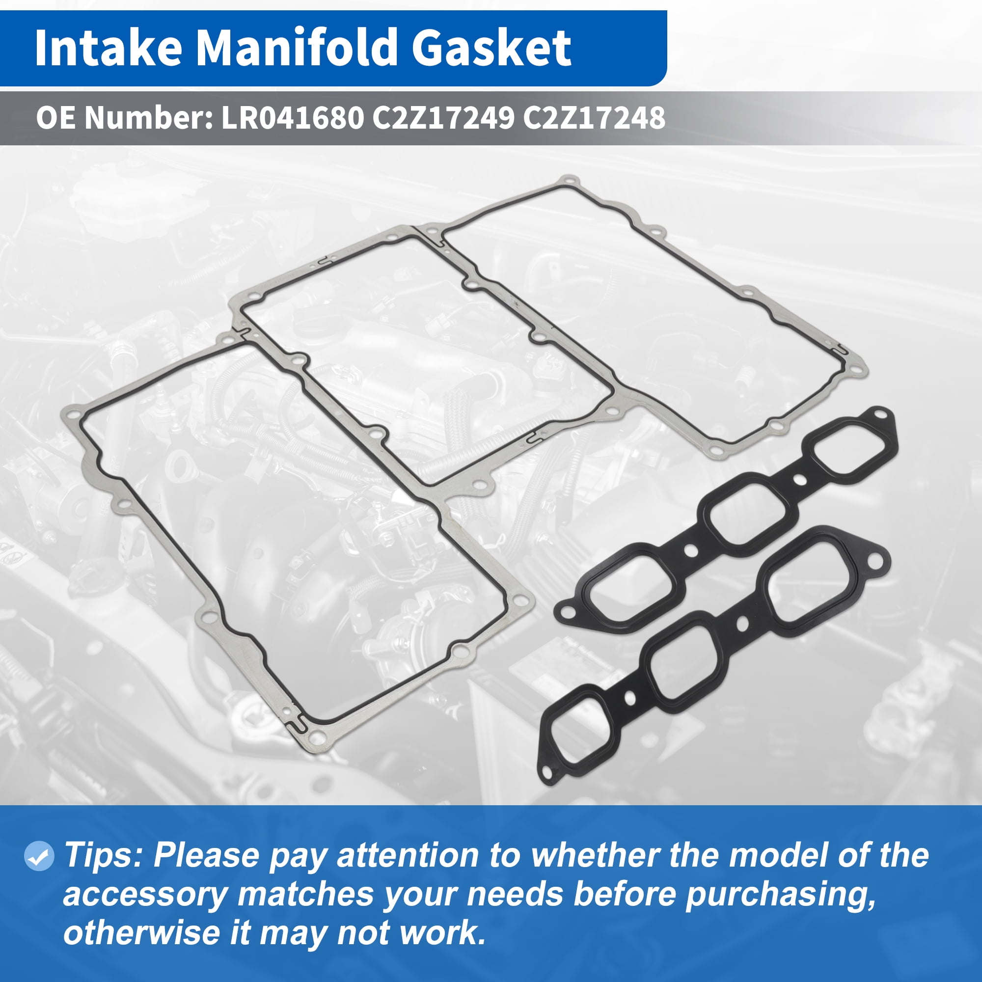 Unique Bargains Intake Manifold Gasket Kit for Jaguar F-Pace 2017-2020 3.0L V6 for Jaguar XF 2013-2020 3.0L V6 Manifold Gasket Replaces No.LR041680/C2Z17249/C2Z17248