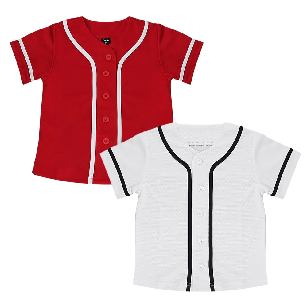 Toptie 2 Pack Kids Baseball Jersey Boy's Button Down Sport T Shirts
