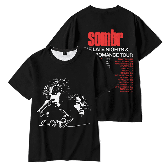 Sombr Merch The Late Nights & Young Romance Tour T-shirt Men Women Shirt Short Sleeve Casual Tee