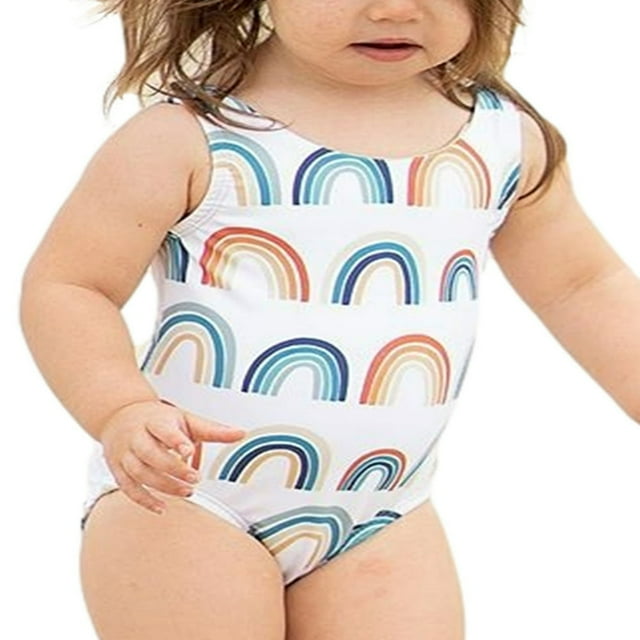 Maillot une-Pièce pour Bébé Fille, Rayé, Imprimé Crème Glacée