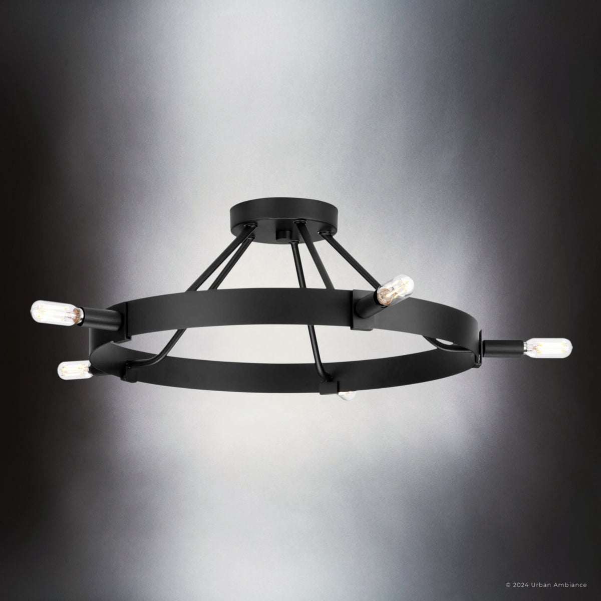 Luxury Modern Farmhouse Ceiling Light, Matte Black, UHP4482