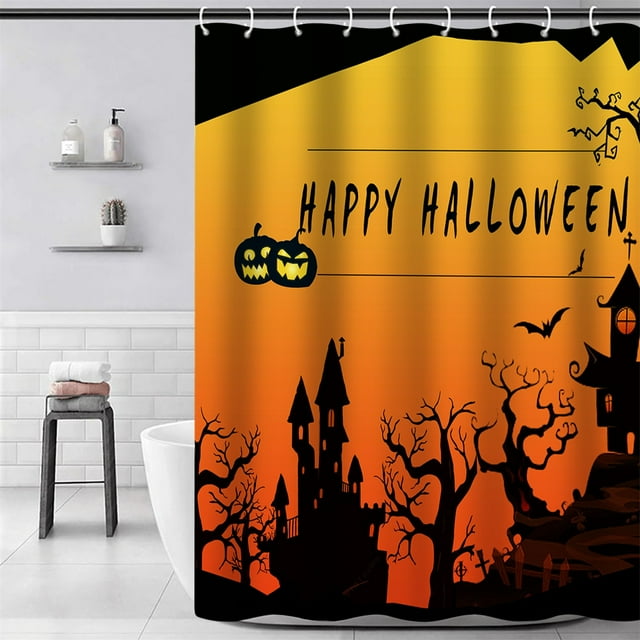 Rideau de Douche Imperméable à Séchage Rapide Décoratif et Tendance pour Salle de Bain, Rideau de Bain, Déco d'Halloween, Usage Quotidien