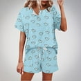 thumbnail image 2 of cfhntfmh 2 Piece Outfits for Women Summer Trendy Print Round Neck Buttons Tops Baggy Pocketed Shorts Loungewear Sets, 2 of 7