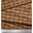 thumbnail image 3 of Soimoi Brown Cotton Duck Fabric Stencil Leaves Print Sewing Fabric Yard 42 Inch Wide, 3 of 3