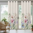 thumbnail image 6 of Retro Pink Outdoor Curtains for Patio Waterproof, Blue Wildflowers Country Floral Herbs Linen Texture Grommet Curtains for Porch Outside Privacy Drape for Gazebo Garden Pergola, 1 Panel, 54x108in, 6 of 9