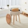 thumbnail image 7 of Mxfurhawa Handwoven Hyacinth Round Ottoman Footstool Natural Seagrass Pouf with Solid Wood Legs Footrest Stool Step Stool for Living Room Balcony Garden Natural Seagrass, 7 of 7