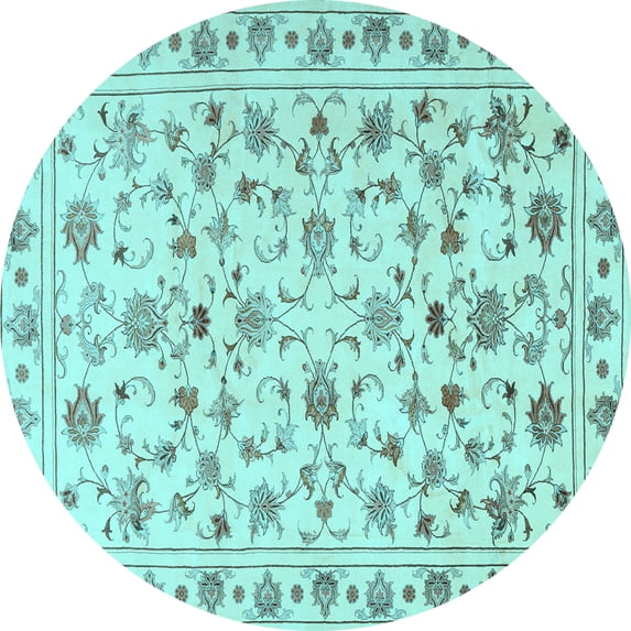 Ahgly Company Indoor Round Persian Light Blue Traditional Area Rugs, 6' Round