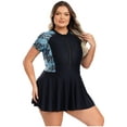 thumbnail image 2 of MSemis Maillot Dermoprotecteur une Pièce pour Femmes, Fermeture Éclair devant, Robe de Bain à Manches Courtes, Maillot de Bain à Séchage Rapide, Bleu, 5TG, 2 of 7