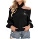 thumbnail image 1 of Suéteres Para Mujer Otoño Invierno Suéteres Fuera Del Hombro Manga Larga Cuello Redondo Sólido Mangas Acampanadas Casual Pullover Top Odeerbi ODB175491, 1 of 8