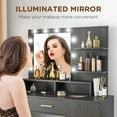thumbnail image 3 of HOMCOM Illuminated Dressing Table Set, LED Vanity Table Set with Stool, LED Mirror, Drawer and Cabinet Shelves for Bedroom, 3 of 7
