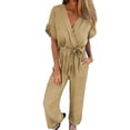 thumbnail image 2 of Sentmoon Summer Outfit Women Rompers V Neck Solid Color Regular Fit Summer Jumpsuits for Gym and Workout, 2 of 5