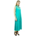 thumbnail image 2 of Bimba Women's Designer Sleeveless Turquoise Embroidered A-Line Kurta Kurti-10, 2 of 8