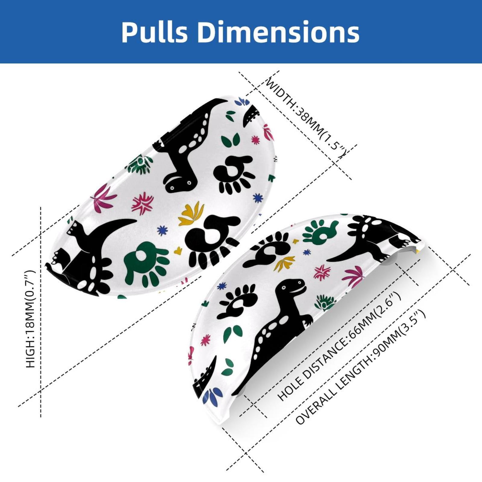 PhooArto 6 Pcs Cup Drawer Pulls, Cute Dinosaurs Paws Pattern Shell Shape Handles Cabinet Knobs for Dresser Cupboard Closet Wardrobe with Screws