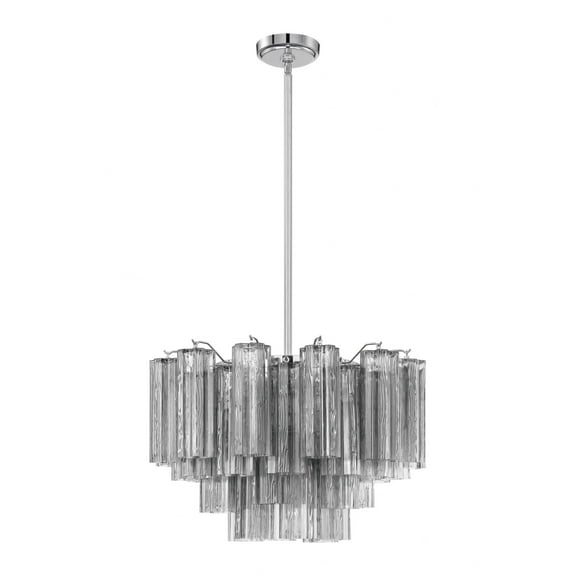 ADD-308-CH-SM Crystorama Lighting Addis - 9 Light Chandelier-14.25 Inches Tall and 22 Inches Wide-Polished Chrome Finish-Smoke Glass Color