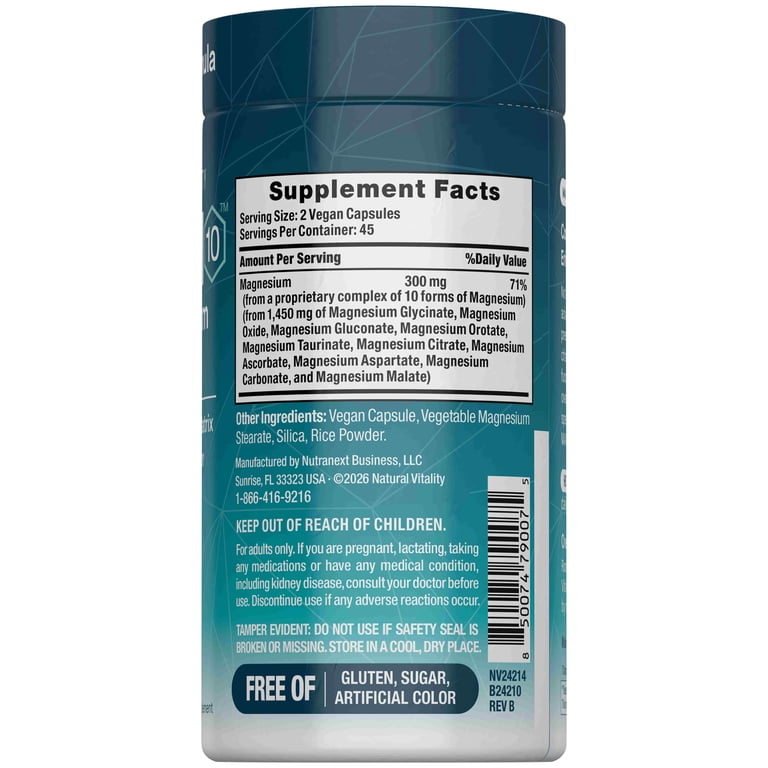 MAXCALM 10 Magnesium Complex | 90 Vegan Capsules for Men and Women