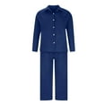thumbnail image 4 of Women's 2 Piece Outfits Linen Casual Suit Solid Color Single Breasted Lapel Shirt Loose Drawstring Pants Casual Suit (3XL, Blue), 4 of 4