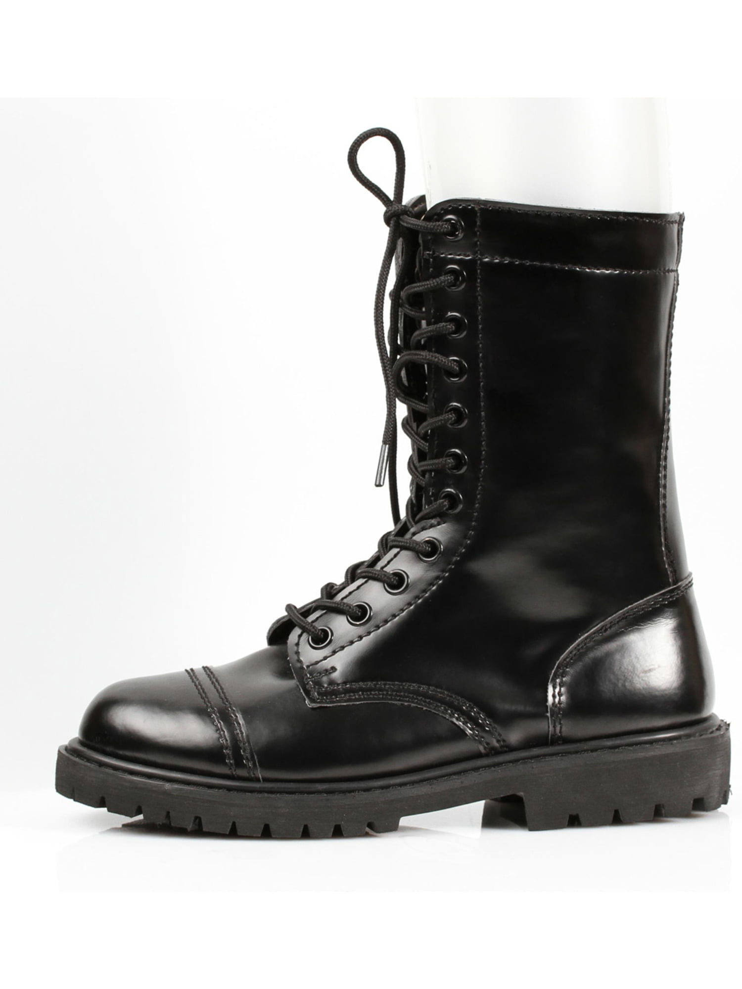 Womens Black Combat Boots Lace Up Ankle 