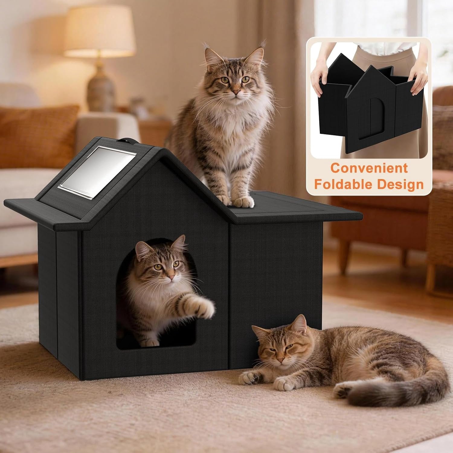 Outdoor  House, Weatherproof Pet Shelter for Cats, Durable  Bed for Outdoor Indoor, Easy Assembly