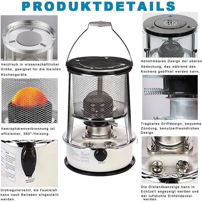 Kerosene Heaters for Indoor Use,Kerosene Heater, 9000BTU Heating power,20㎡ Heating  Range,Portable Heater for Indoor and Outdoor, Camping and Fishing  (Black,6L) - Walmart.com