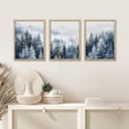 thumbnail image 3 of PixonSign Framed Canvas Print Wall Art Set - Misty Forest Nature Mountain Poster Arts - Set of 3 Pine Trees Plants Landscape Wall Décor for Living Room, Bedroom, Office - 8"x10" Natural, 3 of 5