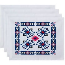 Simply Daisy 18" x 14" Jodhpur Border 4 Geometric Print Placemats, Set of 4