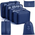 thumbnail image 1 of Set de 7 Cubos de Embalaje para Maletas, Organizadores Expandibles para Equipaje, Bolsas de Almacenamiento Duraderas y Ligeras para Accesorios de Viaje, Esenciales de Viaje (Azul), 1 of 4
