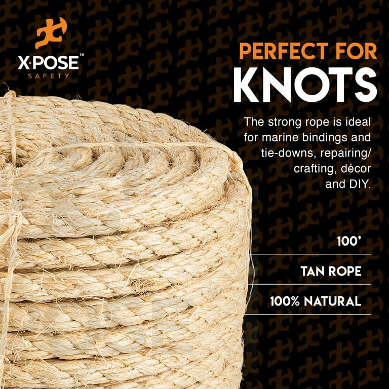 Sisal Rope - 1/2 Inch Thick Rope - 100 Ft Rope - Heavy Duty Durable Natural  Fiber Rope - Crafts, Cat Scratching Post, Cat Tree Rope Replacement