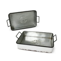 Set of 2 Farmhouse Nesting Metal Trays
