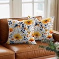 thumbnail image 3 of Yellow Flowers Throw Pillow Cover Summer Watercolor Cotton Linen Cushion Cover Throw Pillow Case with Invisible Zipper for Couch Sofa Bed Chair Car 20x20 Inch, 3 of 9
