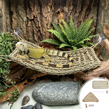 Reptile Hammock with Suction Cups for Terrariums – Floating Climbing Platform and Resting Ledge for Bearded Dragons Geckos Lizards and Snakes