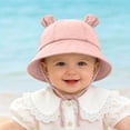 thumbnail image 6 of Splozh Baby Hat Cute Wide Brim Sun Protection Adjustable Summer Bucket Hat Baby Sun Hat Baby Hat,Pink,3-12 Months, 6 of 7
