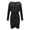Black, variant on Fesfesfes Women Dress Temperament Solid Color Long Sleeves V-Neck Irregular Ruffled Dress Under $10