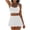 A296 White, variant on Swimsuits for Women Scoop Neck Crop Top High Waisted Bikini Sets Smooth Solid Color Flattering Full Coverage Summer Vacation Swimwear