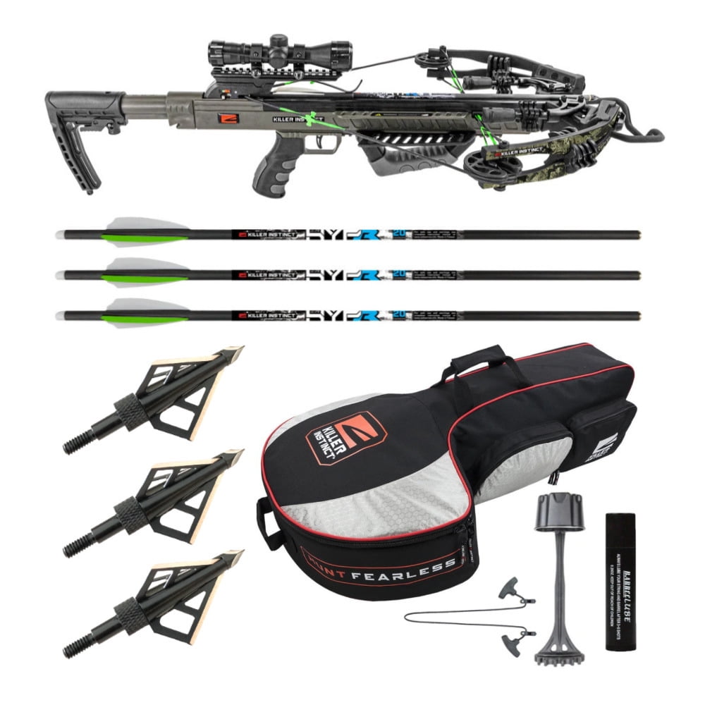 Killer Instinct Boss 405 FPS Package and Broadheads Crossbow with Backpack Case
