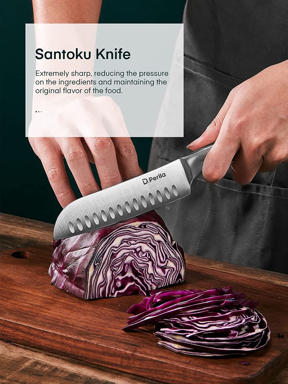 Knife Set, 16-Piece Stainless Steel Kitchen Knife Set with Wood Block, One Piece Design Knife Block Set, Black