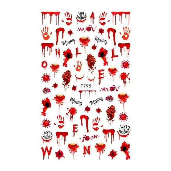 Nail Accessories Halloween 3D Red Stickers Eye Transfer Paper for DIY Manicure Designs
