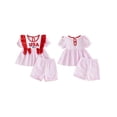 thumbnail image 2 of Loicainy Baby Toddler Girl 4th of July Outfits 6 12 18 24 Months 2T 3T 4T Short Sleeve Embroidery Ruffle Tops and Shorts Set Summer Clothes, 2 of 9