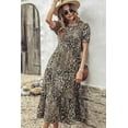 thumbnail image 5 of Maskion Women's Summer Casual Boho Dress Floral Print Ruffle Puff Sleeve High Waist Midi Beach Dresses,M Leopard, 5 of 6