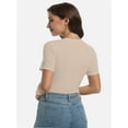 thumbnail image 2 of Womens Scoop Neck T Shirts Basic Ribbed Tees Fitted Tshirt Plain Short Sleeve Tops Casual, 2 of 6