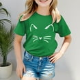 thumbnail image 3 of Shirts For Girls 10-12 Toddler Boys Girls Prints Short Sleeve Cat Prints T Shirt Tops Clothes Green T-Shirts Toddler to Big Kid,11-12Y, 3 of 5