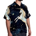 thumbnail image 2 of Starry Unicorn Men's Casual Printed Button Down Short Sleeve Spread Collar Beach Shirts for Summer, Unisex, 2 of 6