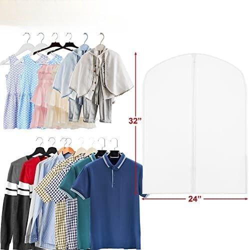 32-Inch Clear Garment Bags with Zipper for Suits, Dresses, Costumes, Uniforms - 10 Pack