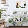 thumbnail image 5 of Letter M Twin Size Comforter Set, Alphabet Green Eucalyptus Leaves Plant Simple Bedding for All Seasons, 4 Pcs Bed Set, 1 Quiltcover (68"x86") ,1Sheet(67"x116"), 2Pillowcases (30"x20"), 5 of 9