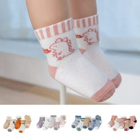 

SPRING PARK 5 Pairs Cute Cartoon Dinosaur Deer Short kids Socks Ultrathin Breathable Cotton Socks for Girls Boys
